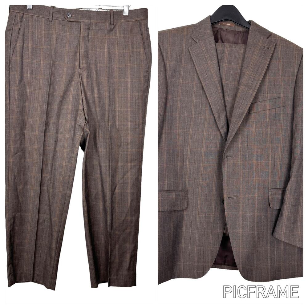Peter Millar Men’s Tailored Suit 100% Wool Two Button Plaid Two-Piece Sz: 40S